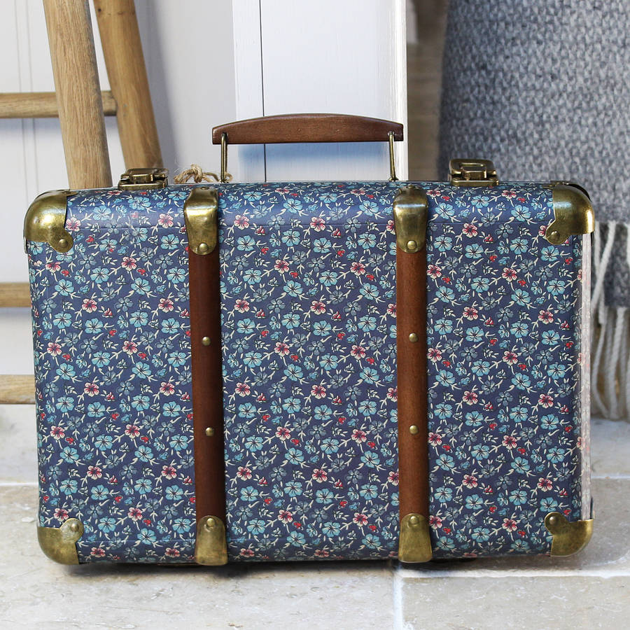 blue floral storage suitcase by marquis & dawe | notonthehighstreet.com