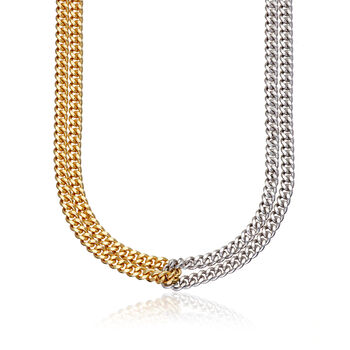 Mixed Metal Curb Chain Looped Necklace, 5 of 6
