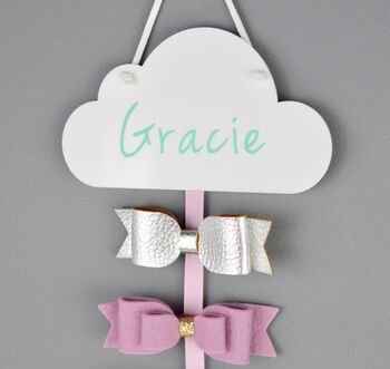 Girls Personalised Hair Bow Holder Neutral Colours, 6 of 8