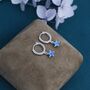 Sterling Silver Blue Cz Star Huggie Hoop Earrings, thumbnail 3 of 9