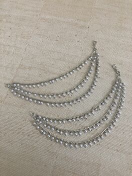 Silver Pearl Pearl Ear Chains/Kaan Chain, 3 of 3