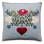 Alpine Rose Hand Embroidered Cushion, thumbnail 2 of 3