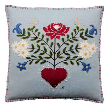 Alpine Rose Hand Embroidered Cushion, 2 of 3