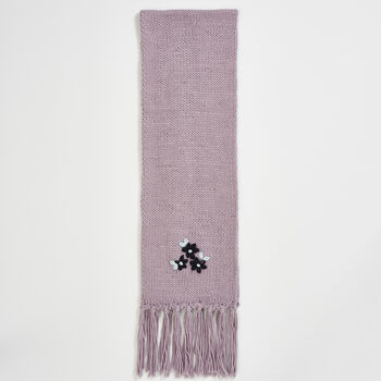 Forget Me Not Knitted Lilac Scarf, 6 of 6
