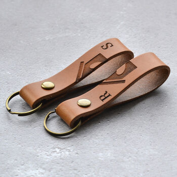 Couples New Home Gift Personalised Leather Keyring Set, 2 of 10