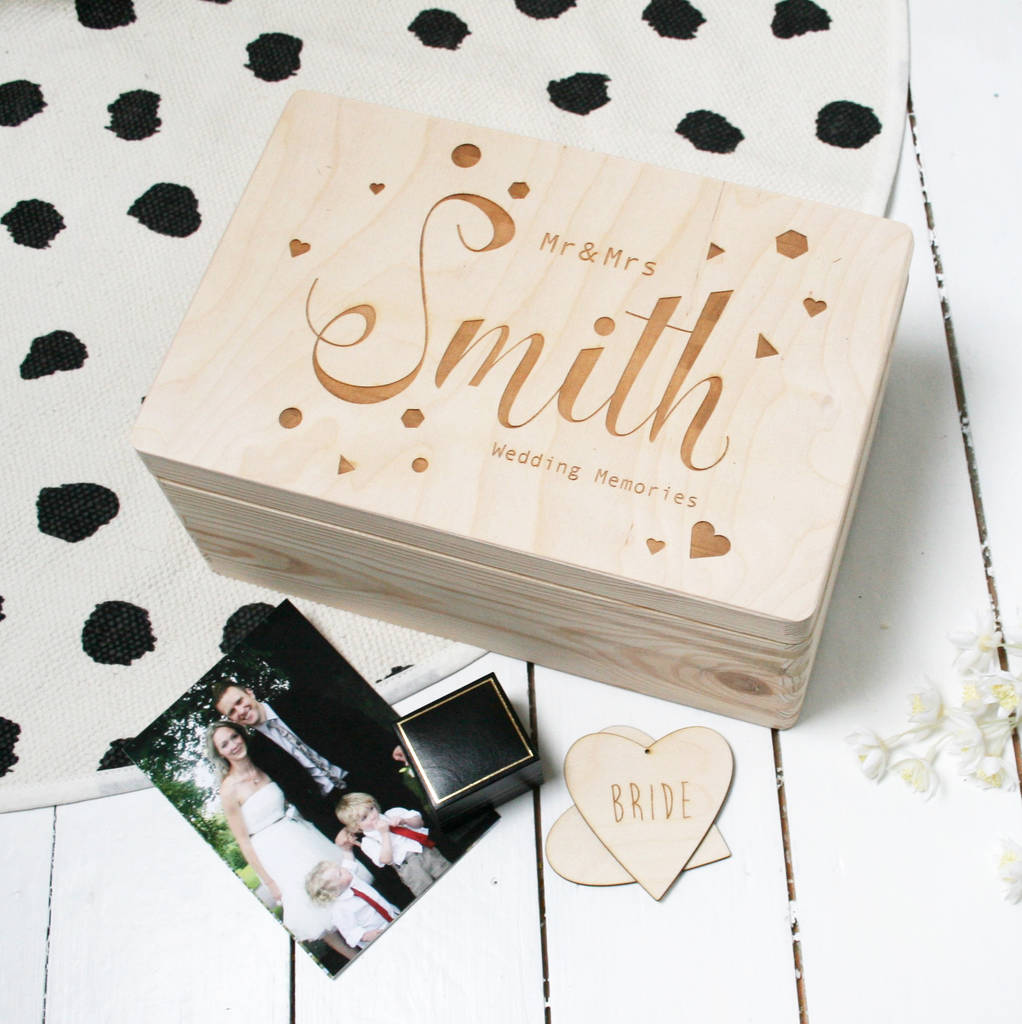 Personalised Wooden Wedding Memory Box, 1 of 2