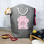 Personalised Pink Paw Print Dog Toy Storage Bag, thumbnail 1 of 3