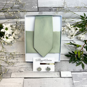 Light Sage Wedding Tie Set, 3 of 10