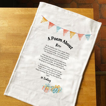 Personalised Poem Tea Towel 70th Birthday Gift, 2 of 10