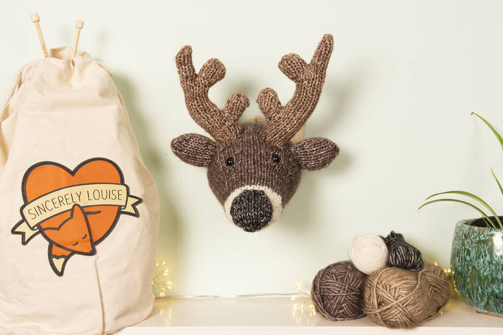 Mini Deer Head Knitting Kit, 1 of 8
