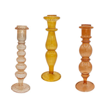 Mixed Set Of Six Handmade Glass Candlestick Holders, 5 of 5