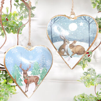 Rabbits Heart Shaped Christmas Tree Decoration, 3 of 3