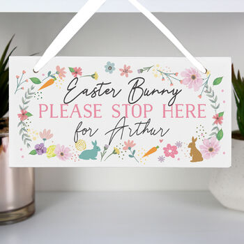 Personalised Spring Easter Bunny Wooden Sign, 3 of 5