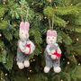 Felt Rabbit With Gift Hanging Decoration, thumbnail 2 of 3