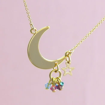 Moon And Star Family Birthstone Charm Necklace, 3 of 10
