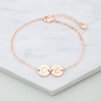 Personalised Double Initial Disc Bracelet, 4 of 12