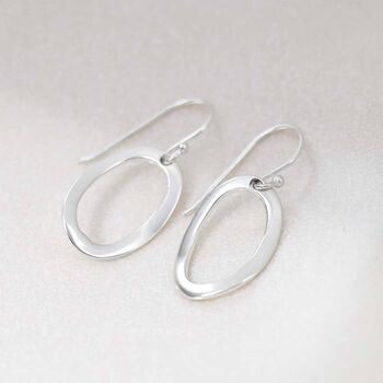 Sterling Silver Oval Ripple Earrings, 2 of 11