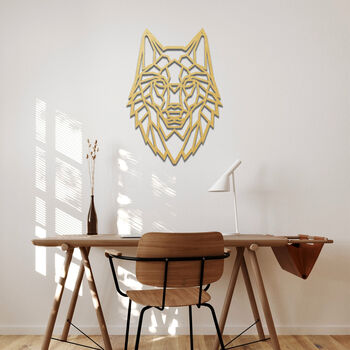 Wooden Animal Wall Art Geometric Wolf Gift For Home Or Study, 5 of 9