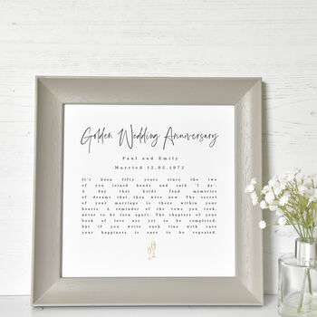 Personalised Golden Wedding Anniversary Print With Poem, 3 of 4