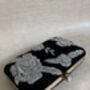 Black Floral Velvet Clutch Bag, thumbnail 9 of 10