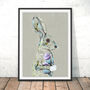 Vintage Floral Hare By Kat Baxter Fine Art Print, thumbnail 1 of 3