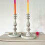 Pair Of Antique Hand Painted Candlesticks ~ 20, thumbnail 1 of 6