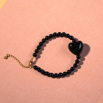 Black Bead And Heart Toggle Necklace, 4 of 7