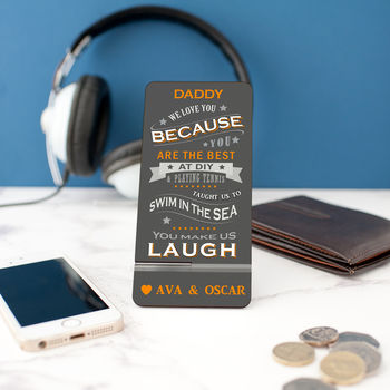 Personalised 'Message To Dad' Mobile Phone Stand, 2 of 7