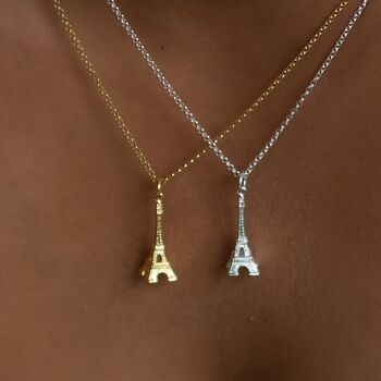 Sterling Silver Eiffel Tower Charm Necklace, 5 of 6