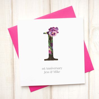 Personalised Floral Wedding Anniversary Card, 2 of 5