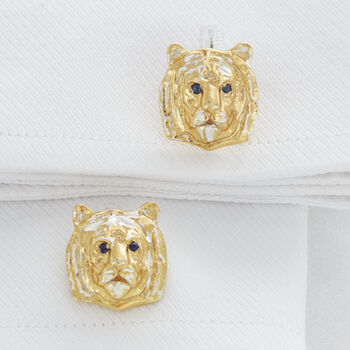 Tiger Cufflinks In Solid Silver And 18ct Gold, 2 of 2