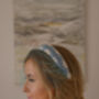Turquoise And Oyster Silk Padded Headband 'Everlee', thumbnail 3 of 11