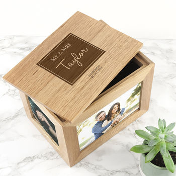 Personalised Mr And Mrs Photo Cube Keepsake Box, 4 of 5