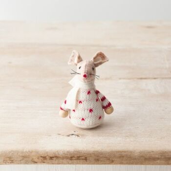 Tiny Felt Mouse In Knitted Jumper, 8 of 9
