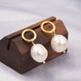 Sterling Silver Circle With Dangling Baroque Pearl Drop Stud Earrings, thumbnail 5 of 12