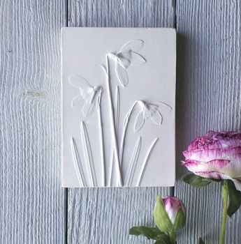 Snowdrops Plaster Cast Plaque Mounted On Wood, 4 of 12