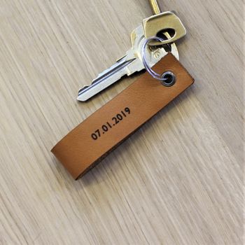 Personalised Engraved Tan Leather Keyring, 3 of 3