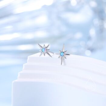 Opal Starburst Stud Earrings In Sterling Silver, 2 of 9