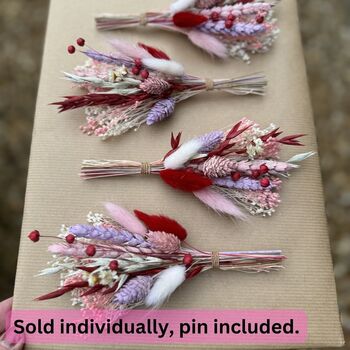 Colourful Pinks Dried Flower Buttonhole, 2 of 3