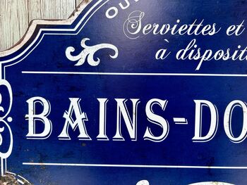 Large 51cm Blue French “Bain Douches” Bath Shower Metal Sign, 4 of 8