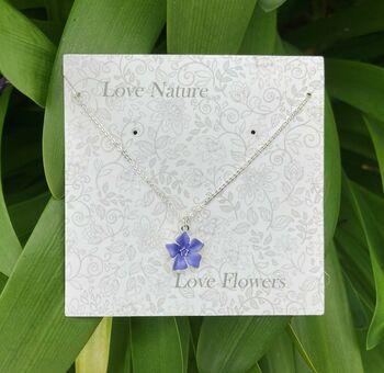 Periwinkle Blue Flower Delicate Pendant Necklace, 3 of 4