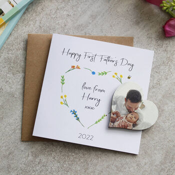 Happy Father's Day Wooden Photo Magnet Keepsake And Card, 3 of 3