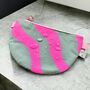 Waxed Cotton Cross Body Bag Pink Squiggles On Teal, thumbnail 3 of 3