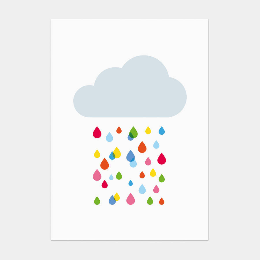 Multicoloured Rain Cloud Postcard, 1 of 2