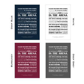 Theodore Roosevelt Man In The Arena Typographic Print, 2 of 4