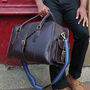 'Oxley' Men's Leather Weekend Holdall Bag In Chestnut, thumbnail 5 of 12