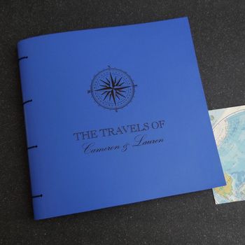 Compass Personalised Leather Travel Scrapbook Album, 3 of 8