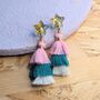 Green Tassel Dangly Christmas Star Earrings, thumbnail 1 of 4