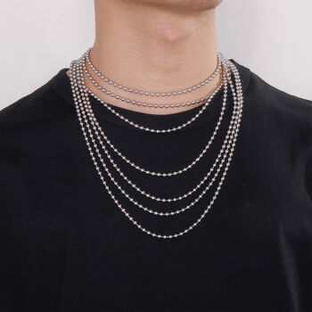 Mens Sterling Silver Heavy Ball Bead Chain Necklace, 3 of 10