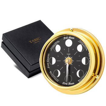 Prestige Solid Brass Moon Phase Clock, 2 of 12